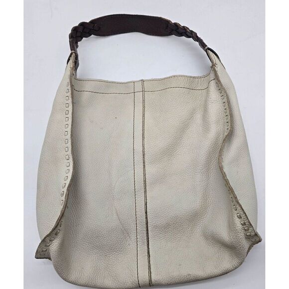 Vintage Lucky Leather Hobo Bag With Braided Strap & Stitched Detail - Picture 1 of 9